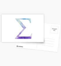 Blue Sigma Watercolor Letter Postcards