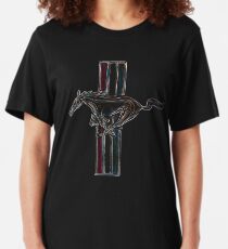 ford mustang, colored logo Slim Fit T-Shirt