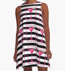 Vestido acampanado Cóctel rosa negro blanco
