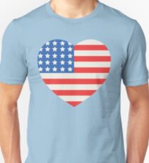 America Flag Heart 4th Of July Unisex T-Shirt
