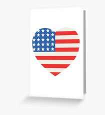 America Flag Heart 4th Of July Greeting Card