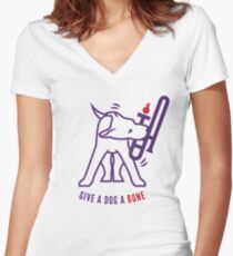 Give A Dog A Bone Women's Fitted V-Neck T-Shirt