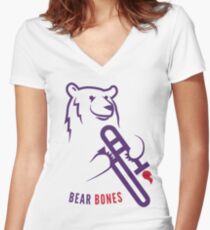Bärenknochen Tailliertes T-Shirt mit V-Ausschnitt