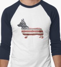 Patriotic Corgi Men's Baseball ¾ T-Shirt