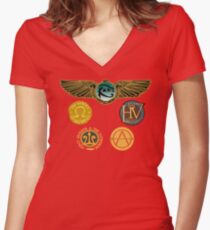 Camiseta entallada de cuello en V Logotipos de Rick Riordan