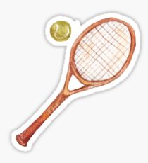 Pegatina raqueta de tenis con una pelota de tenis