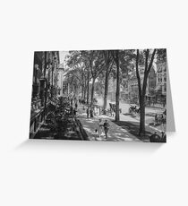 Broadway in Saratoga Springs, New York, ca 1915 (full size) Black & White version Greeting Card