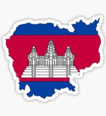 Cambodia Map With Cambodian Flag Sticker