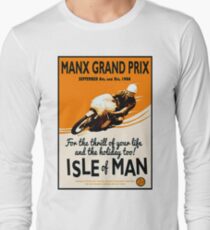 "MANX GRAND PRIX" Motorcycle Racing Print Long Sleeve T-Shirt