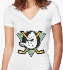 FLORALS - Ducks Throwback Women's Fitted V-Neck T-Shirt