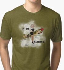 P-40 Pin Up Art Tri-blend T-Shirt