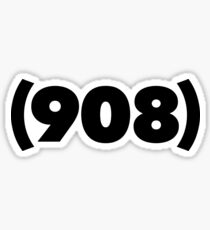 (908) black Sticker