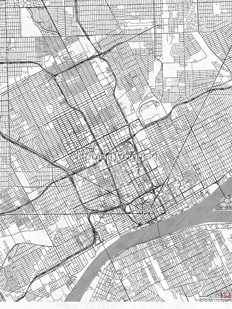 Detroit Map Line by HubertRoguski