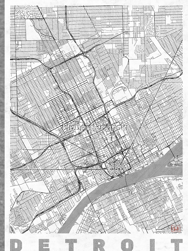 Detroit Map Line by HubertRoguski
