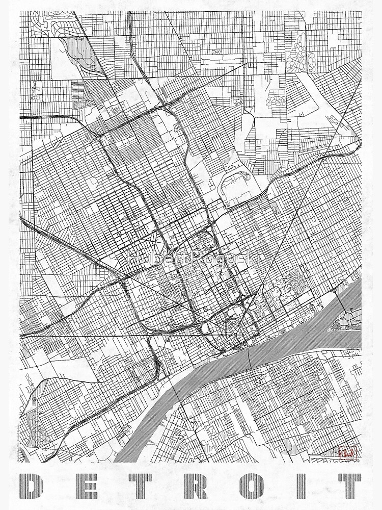 Detroit Map Line by HubertRoguski