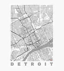 Detroit Map Line Photographic Print