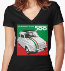 Fiat 500 Italian flag Women's Fitted V-Neck T-Shirt
