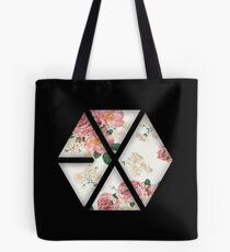 EXO Black Floral Tote Bag