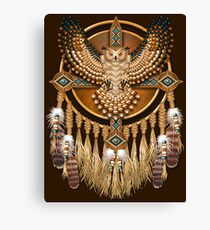 Native American Beadwork Owl Mandala Canvas Print