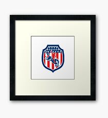 American Rodeo Cowboy Riding Bucking Bronco Framed Print