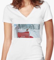 Schneevogel Shirt mit V-Ausschnitt