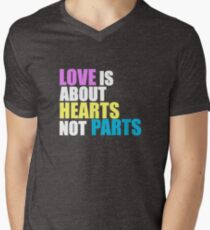 Love is about Hearts Not Parts, LGBT Pride Equality Swag & Gifts Men's V-Neck T-Shirt