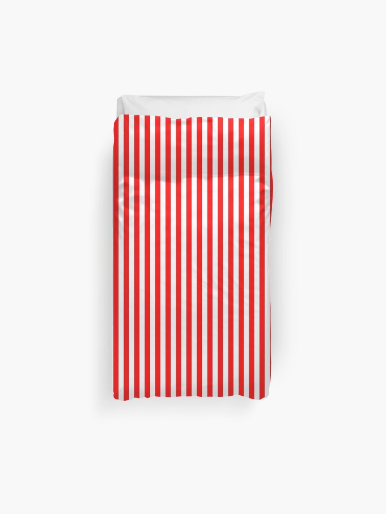 Red And White Stripes Pixel Field Series Design Duvet Cover By