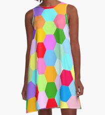 Multicoloured Hexagon Pattern A-Line Dress