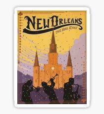 New Orleans The Big Easy Vintage Travel Poster Sticker