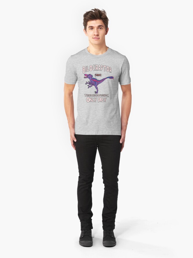 Alternate view of Bilociraptor - Text + Speech Slim Fit T-Shirt