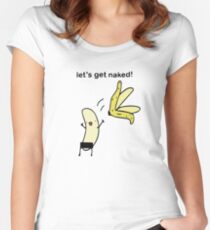 Let's Get Naked - Banana Undressing Women's Fitted Scoop T-Shirt