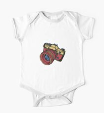 Classic 35mm SLR Camera in Fall Colors One Piece - Short Sleeve