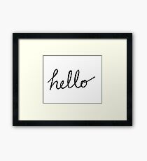 Hello script text font Framed Print