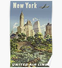 Weinlese-Reise-Plakat New York United Air Lines Poster