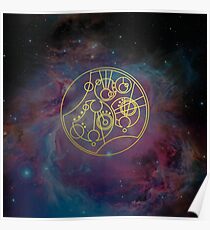 'Gallifrey Falls No More.' in Gallifreyan - Gold (nebula background) Poster
