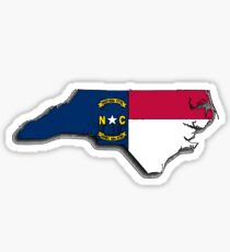 Pegatina Mapa de Carolina del norte con la bandera del estado de Carolina del norte