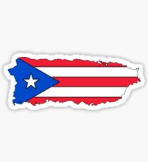 Puerto Rico Map with Puerto Rican Flag Sticker