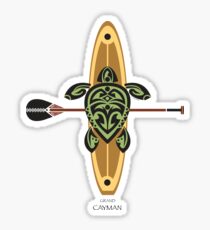 Schwarzer & grüner Tribal Turtle Stand-Up Wave Fahrer / Grand Cayman Sticker