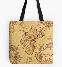 Pattern of heart, clockwork and key in steampunk style Tote Bag