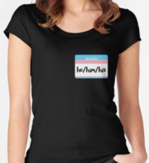 Trans Pride Pronoun Nametag - he/him/his Women's Fitted Scoop T-Shirt