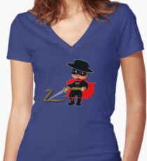 Retro Kid Billy features the legendary Zorro Women's Fitted V-Neck T-Shirt