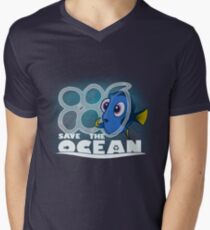 Rette den Ozean T-Shirt mit V-Ausschnitt