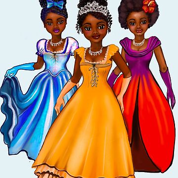 The best Gifts for black girls 2022 Three princesses ! beautiful black and  white girl princesses Sticker for Sale by Artonmytee