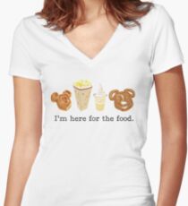 Here for the food. Women's Fitted V-Neck T-Shirt