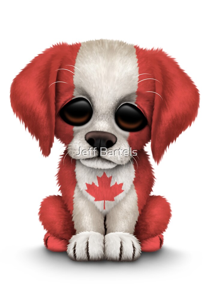 "Cute Patriotic Canadian Flag Puppy Dog" by jeff bartels
