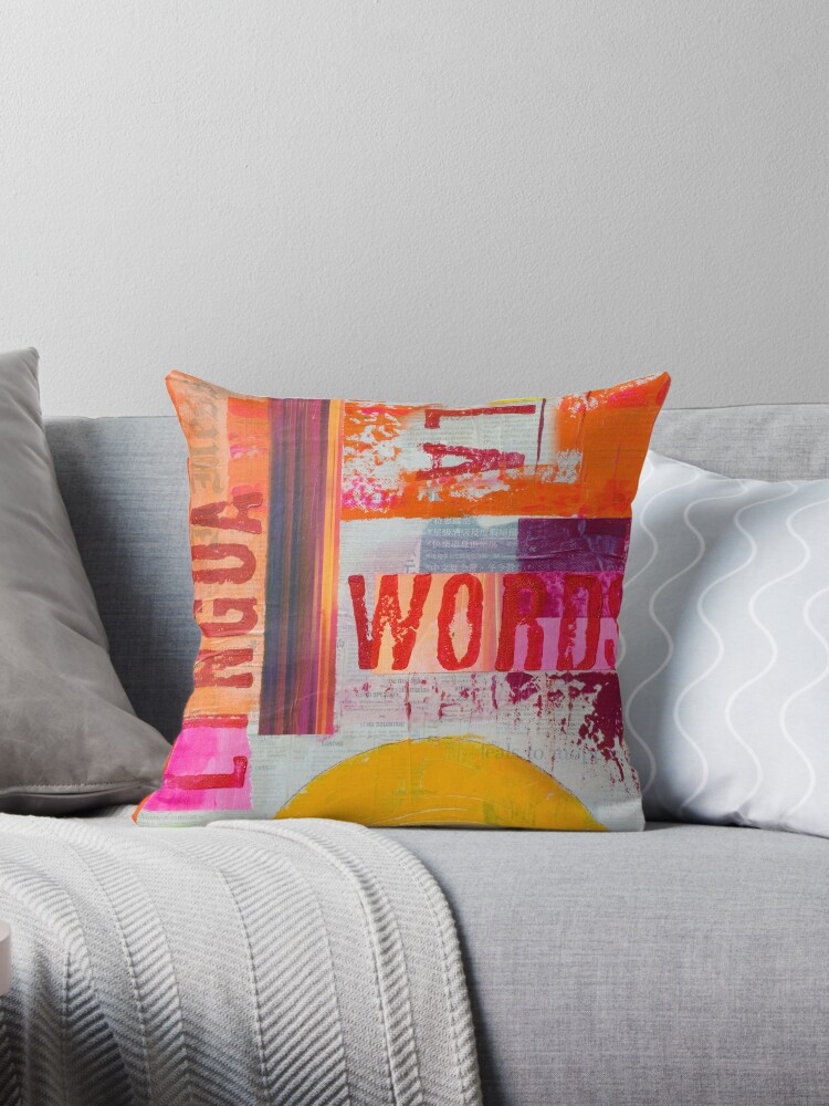 "Words" Throw Pillows by artsandsoul Redbubble