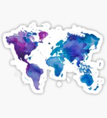 Watercolor Map of the World Sticker