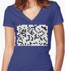 black white sudoku Women's Fitted V-Neck T-Shirt