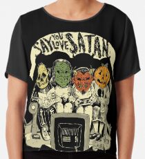 Say You Love Satan 80s Horror Podcast Logo Chiffon Top