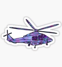 purple and blue helicopter Sticker